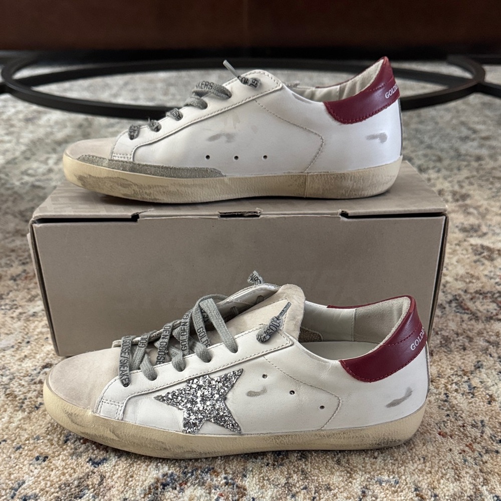 White and Red Sneakers with Glitter Star